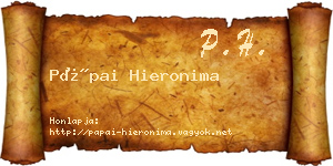 Pápai Hieronima névjegykártya